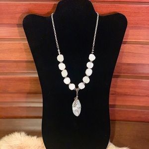 Handmade silver w frosted white beads